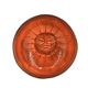 Mexican ceramic catchall in orange and black, 1970s sun face.