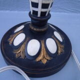 Old wooden table lamp with inlays