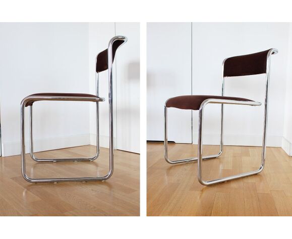 Set Of 2 Vintage Chairs Mid Century, Chrome Cantilever Counter Stools