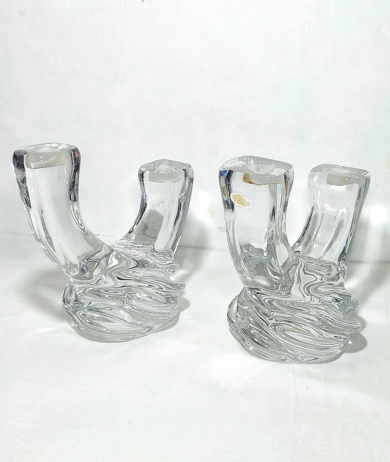 Par de candelabros de cristal. España, 1950s.
