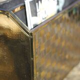 Vintage magazine rack, two-tone woven brass magazine rack, book storage