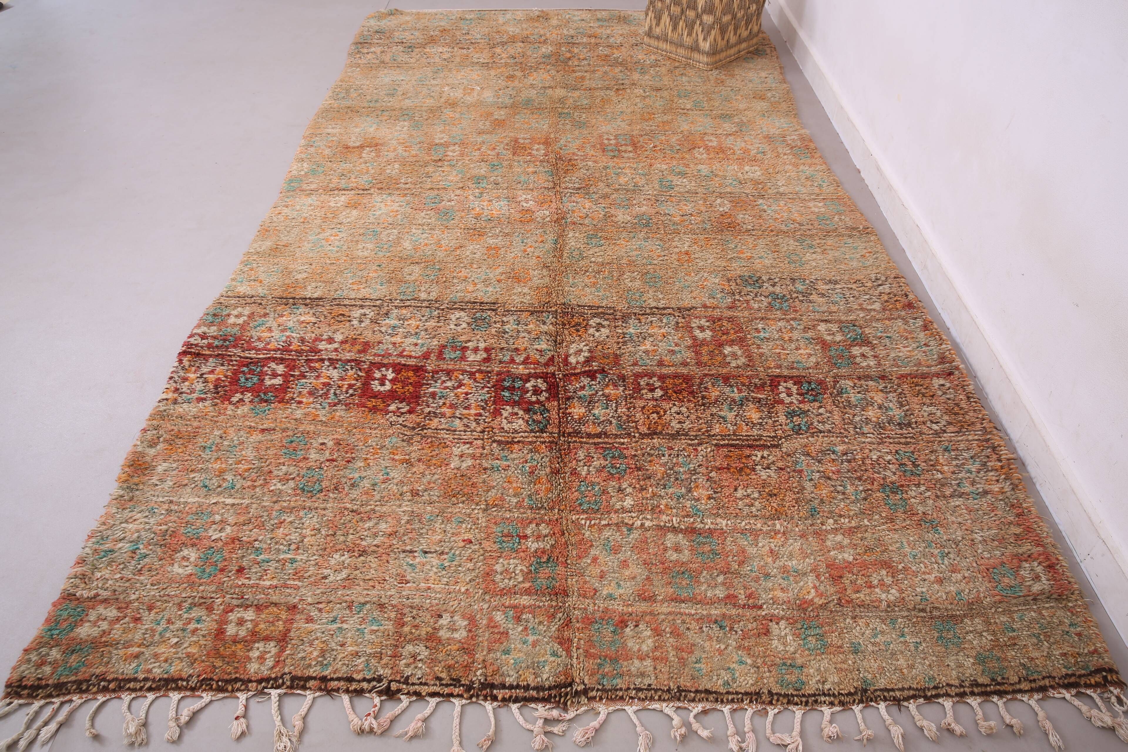 Peach Vintage Moroccan Rug 190 x 352 cm - Berber Wool Rug - Handmade Rug