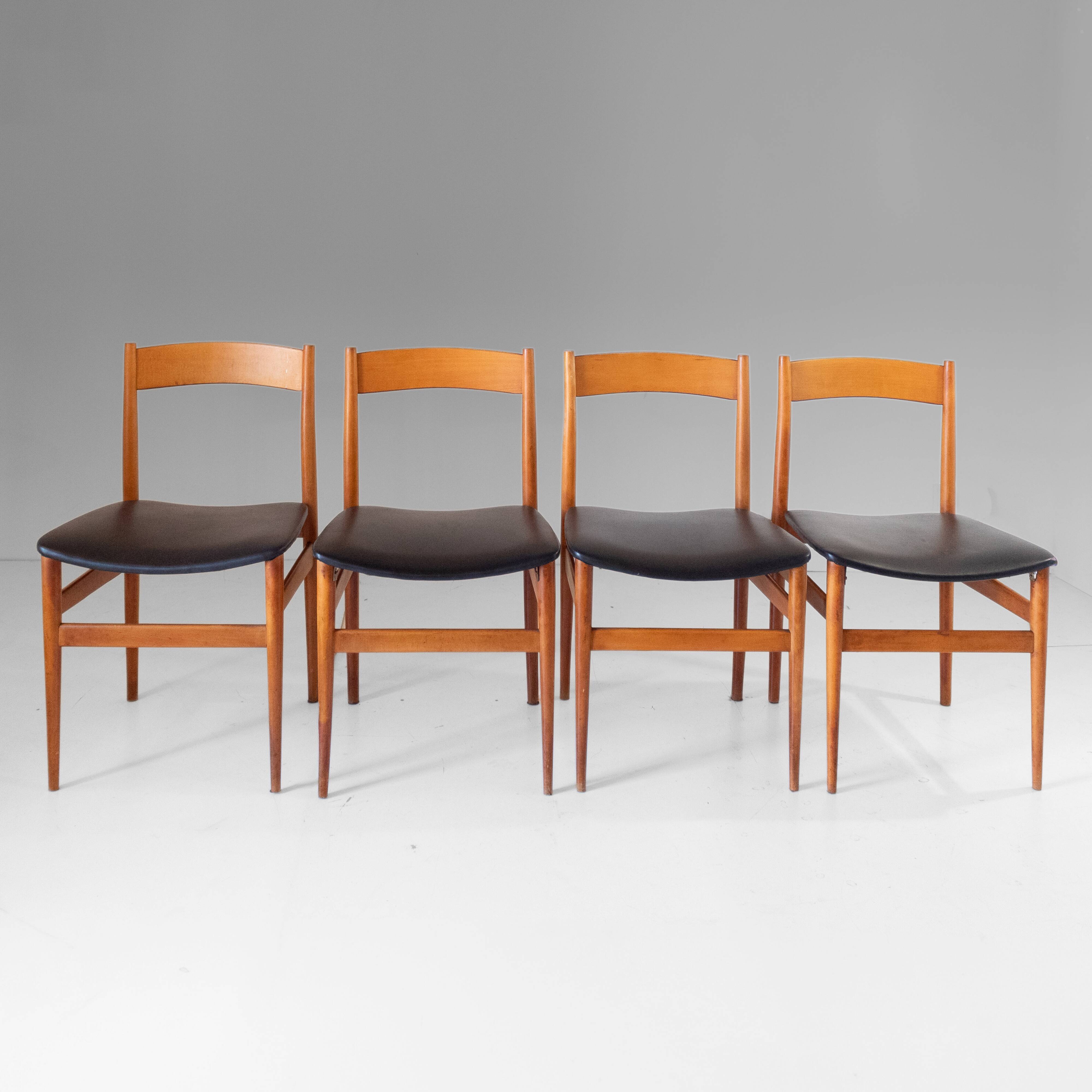 Vintage Italian Wood Dining Chairs by Passoni Udine
