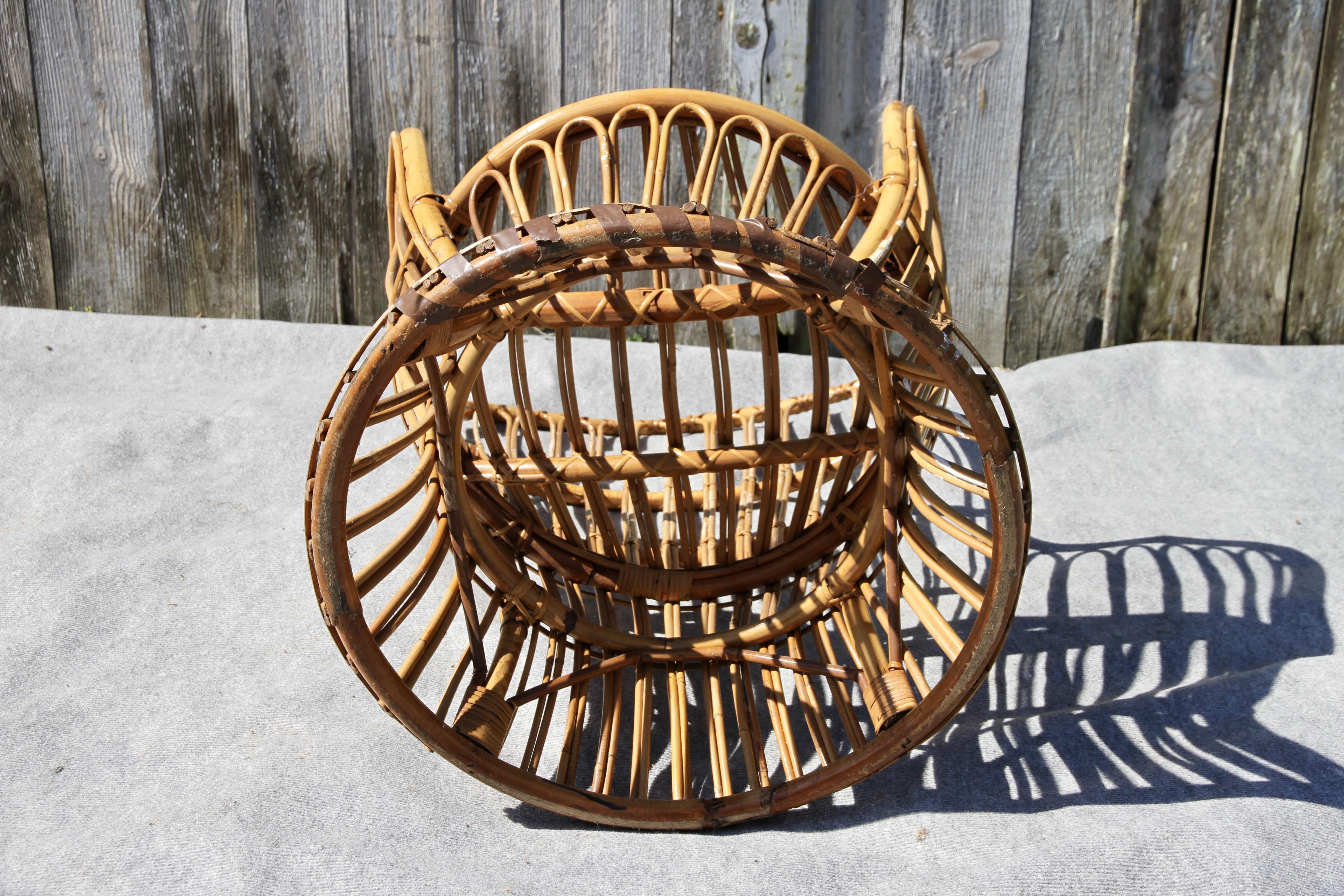 Emmanuelle-style wicker armchair, 20th century