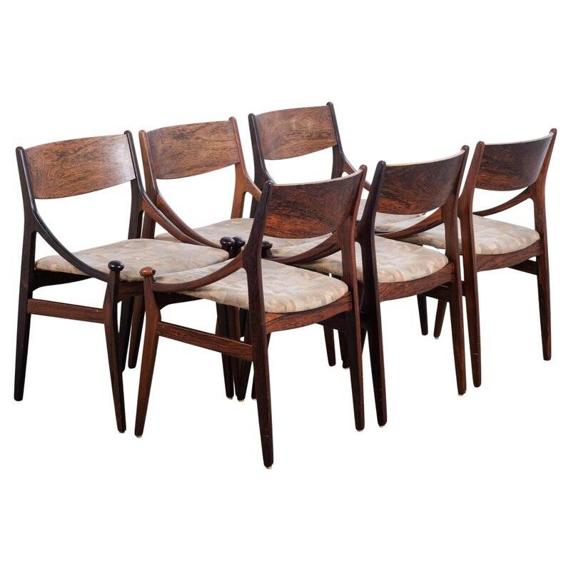 Dining Chairs in Rosewood by Vestervig Erikson for Brdr. Tromborg, 1960s, Set of 6