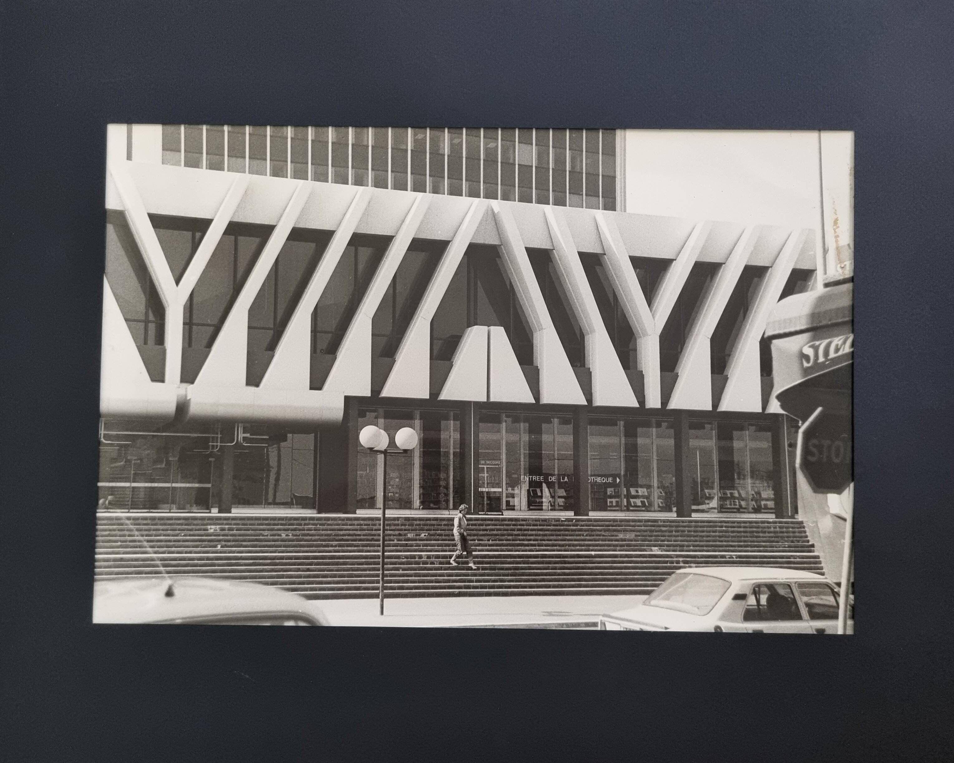Vintage silver gelatin print, Brutalist architecture, 1970s, 52 x 42 cm
