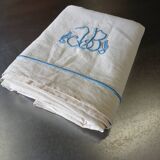 Antique linen sheet with JB embroidery