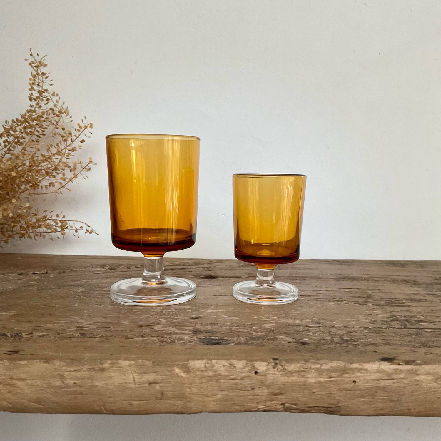 6 LUMINARC amber "rider" glasses