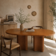 Oak/ratten table in the style of Vivai del Sud Italy, circa 1970.