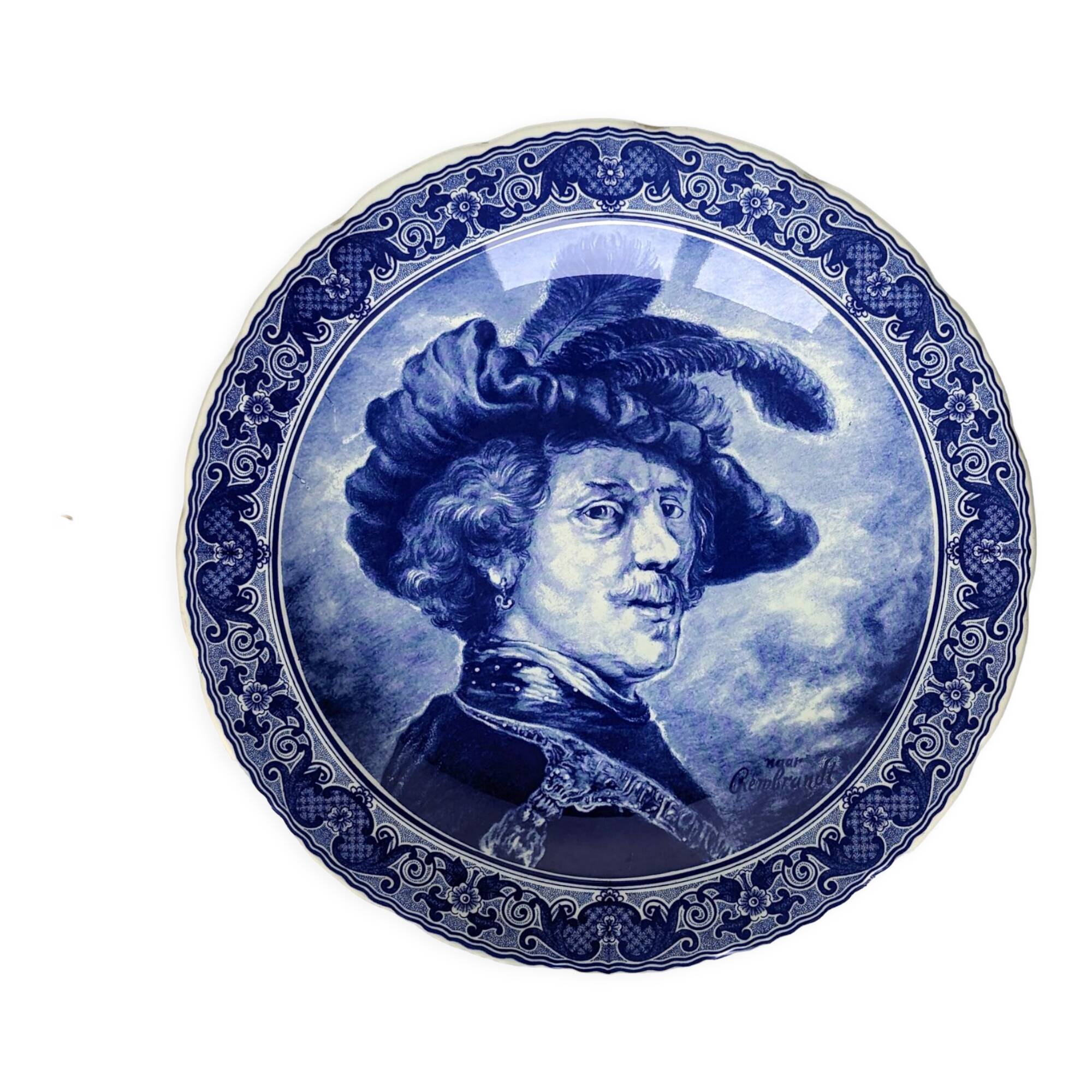 Boch Belgium ceramic wall plate depicting the painter Rembrandt