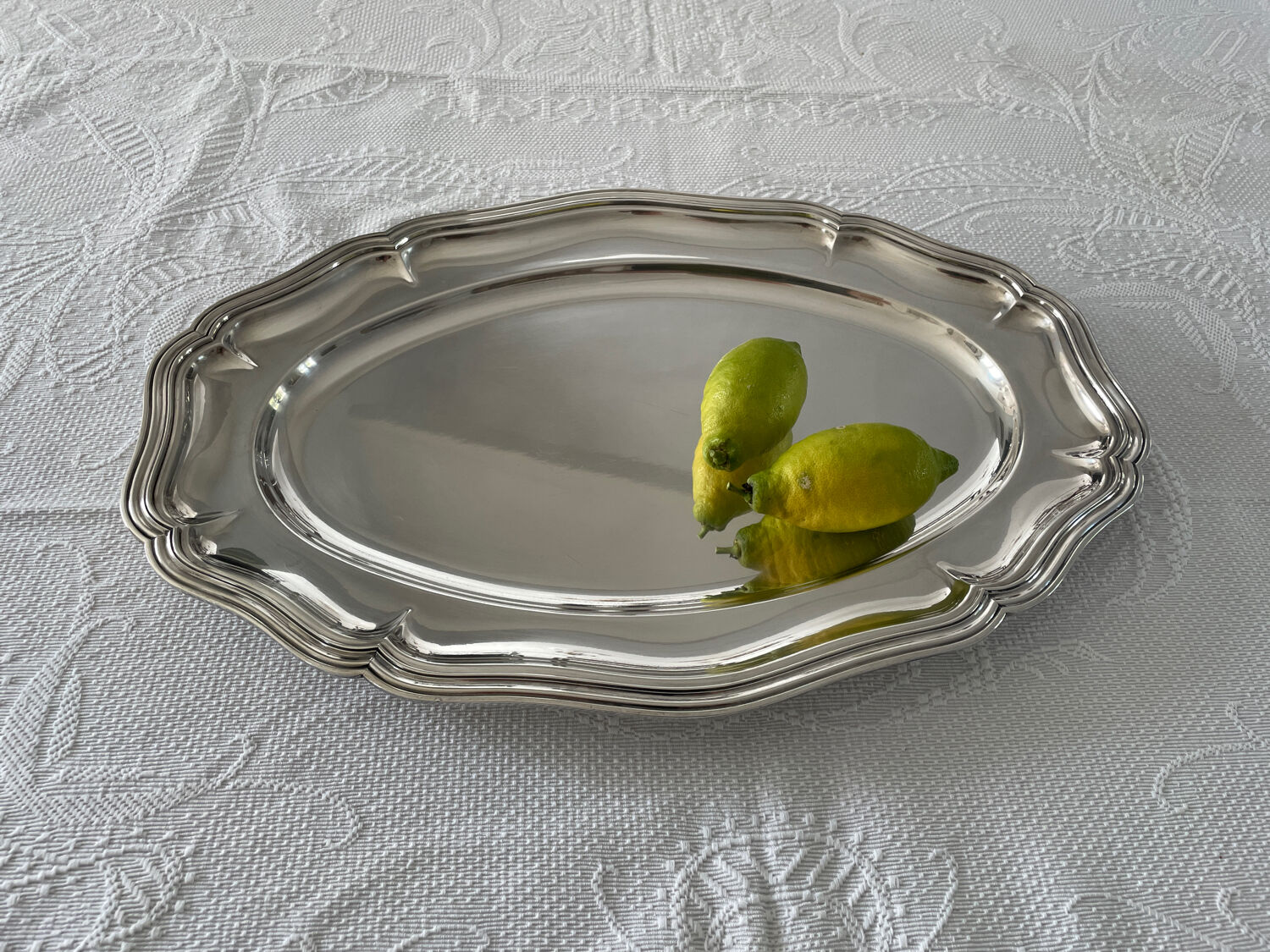 Large plate in silver metal goldsmith Orbrille 51 x 35 cm.