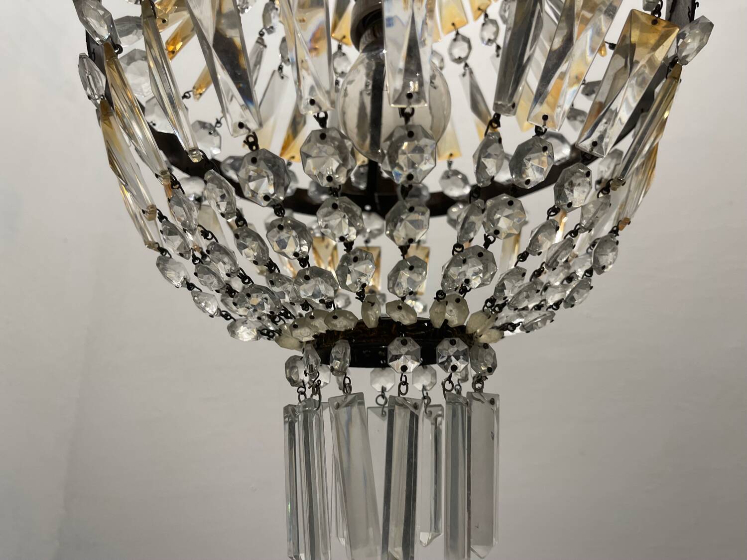 Italian Crystal Basket Chandelier 1960’s