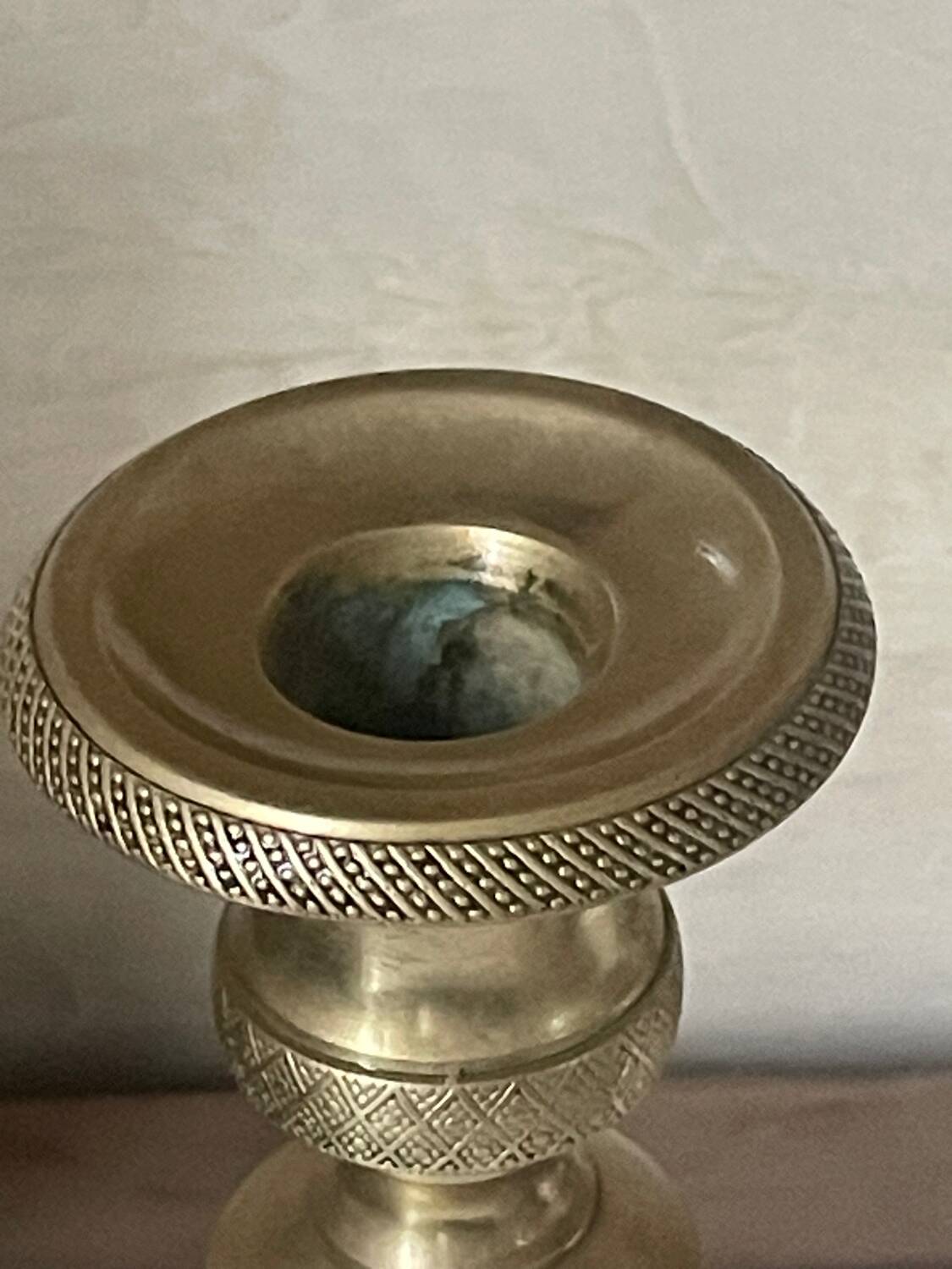 Antique pair of gilded bronze candlesticks