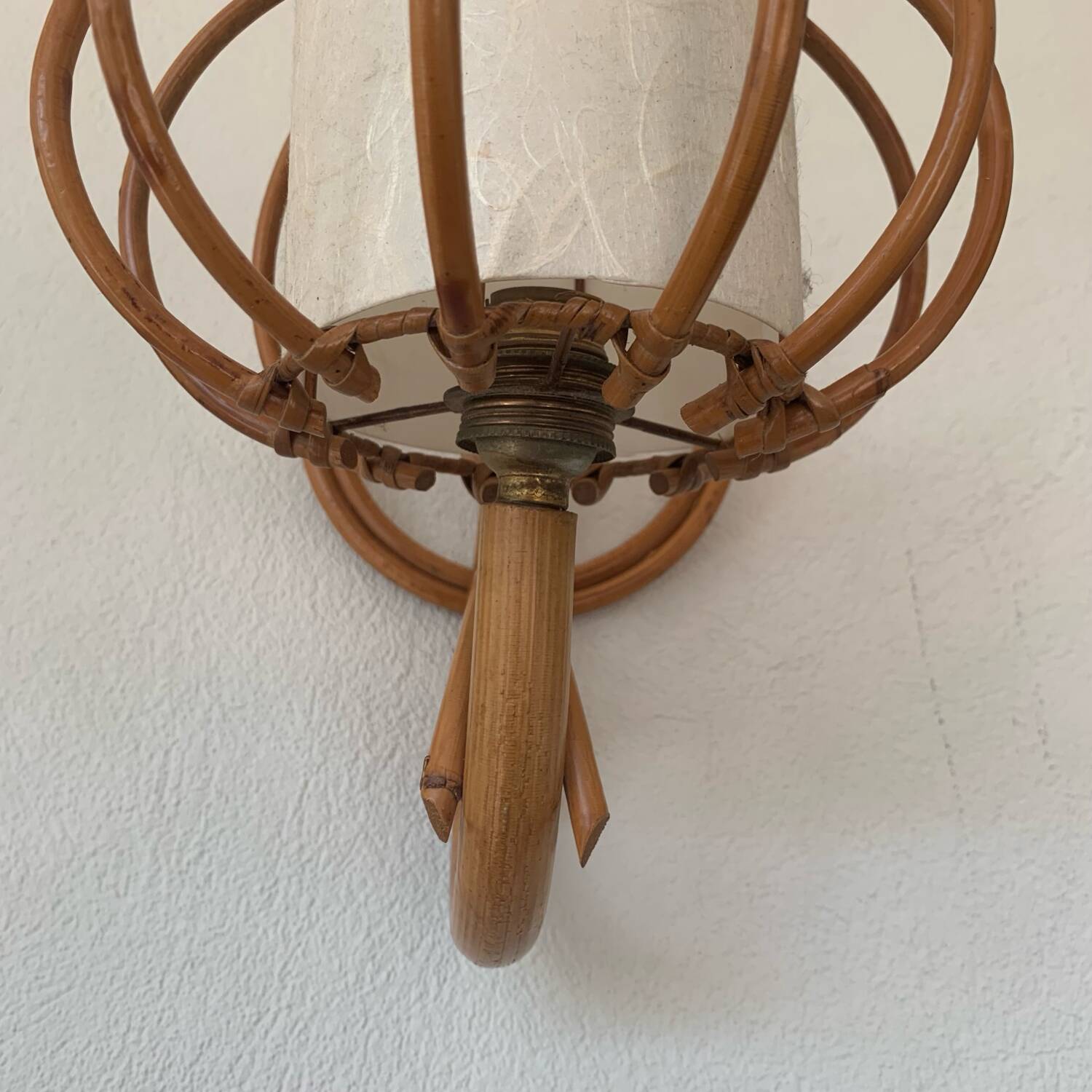 ▪️Lot Suspension And Wall Lamp Wicker Louis Sognot 50-60's Bohemian Chic Vintage