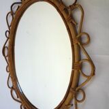 Rare oval bamboo mirror circa 1960