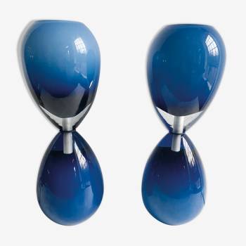 Blue Murano glass table lamps Set of 2