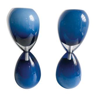 Blue Murano glass table lamps Set of 2