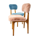 Chaises rose et bleue