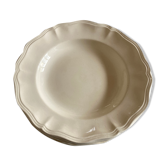 Set of 6 hollow plates Ivory of Sarreguemines with godrons
