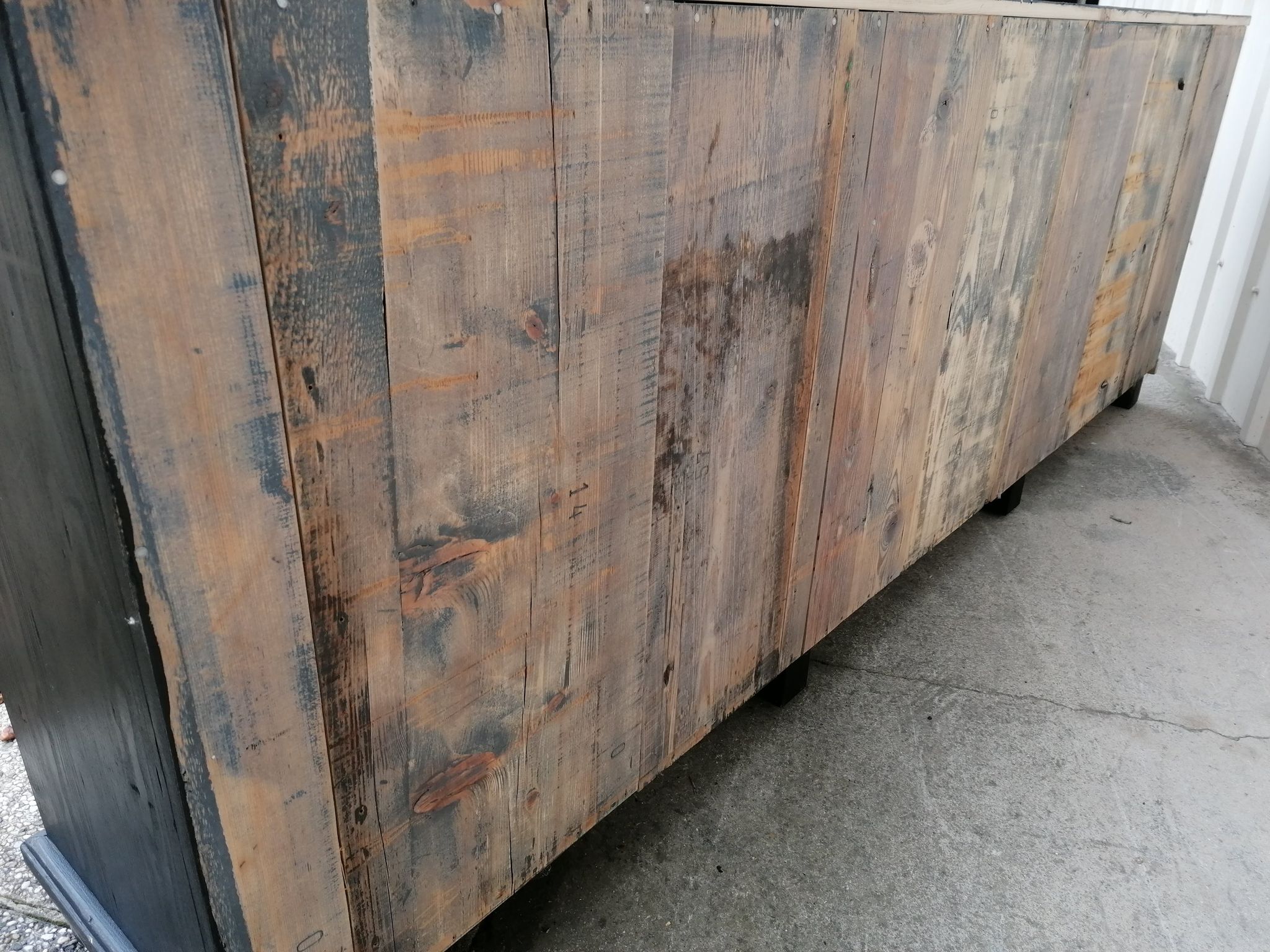 Grande commode vintage en bois, 2,40m, 12 tiroirs