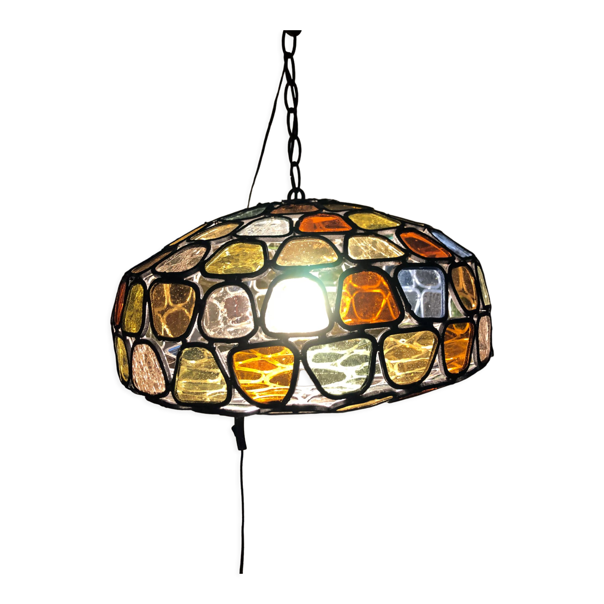 Lustre vitrail ancien