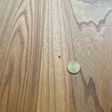 Brutalist Aranjou style table in elm and 6 Stella chairs.