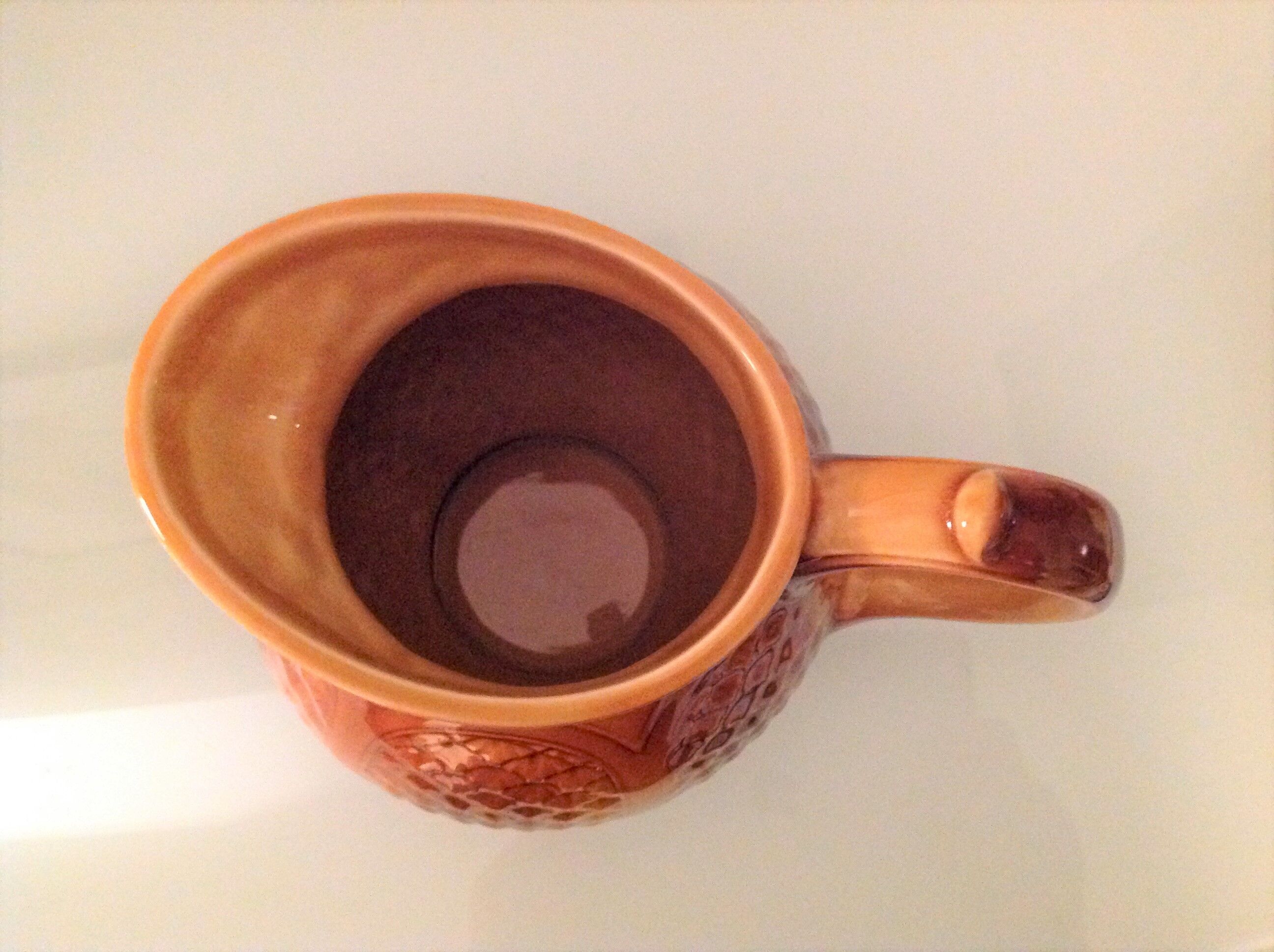 Pitcher ball in brown slip of the faienceries of Sarreguemeines vintage 60-70s