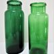 Two old green blown glass jars early 20th century