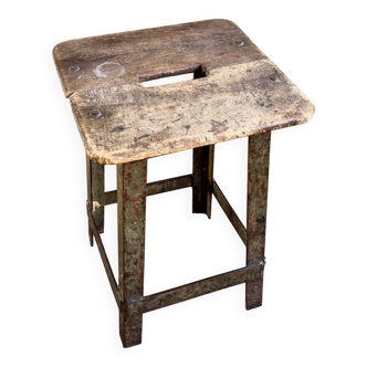Wood and cast iron stool