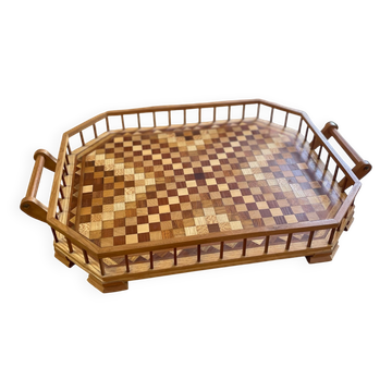 Grand Plateau de service en marquetterie de bois