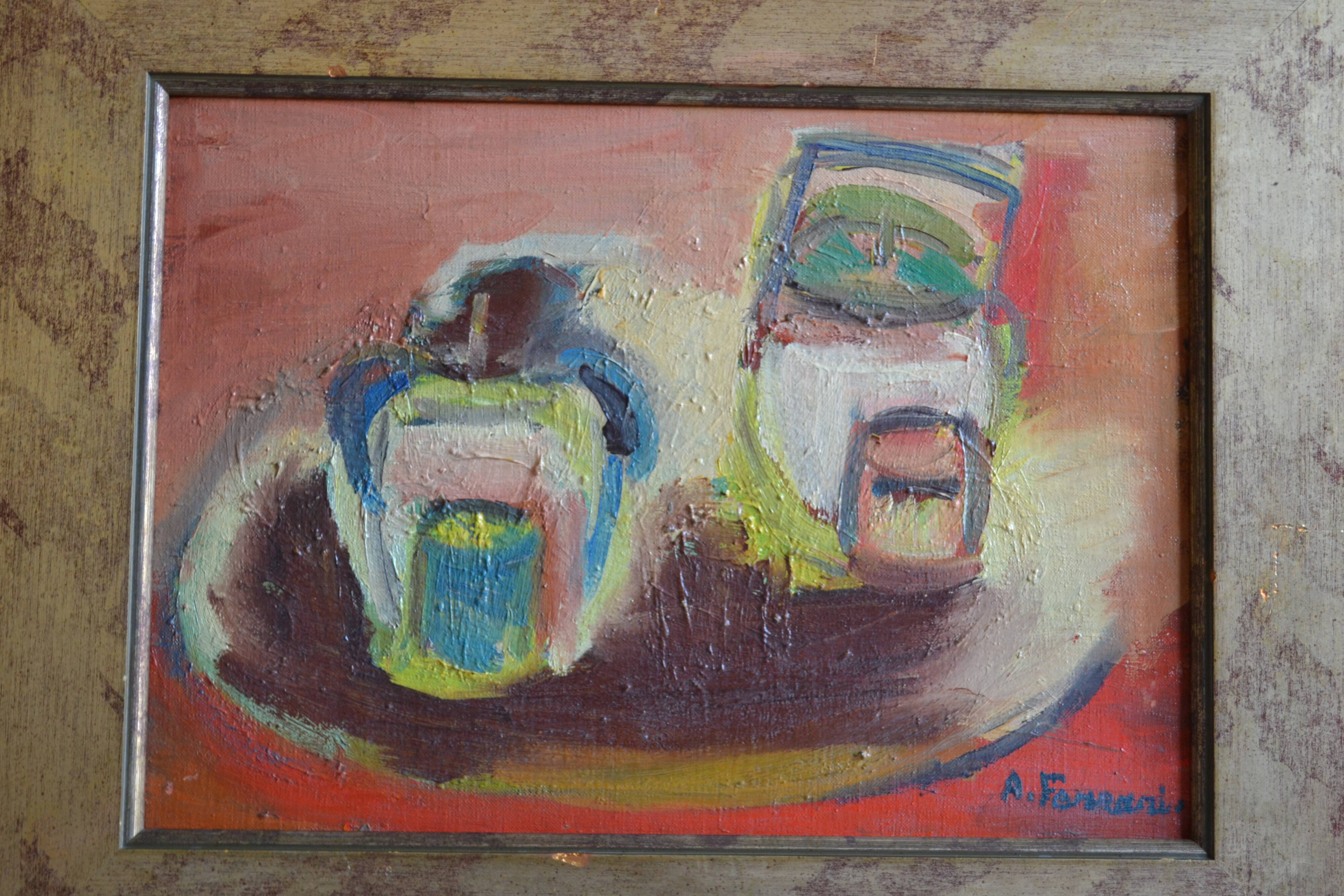 Antoine Ferrari (1910 1995) Still life Oil painting on canvas