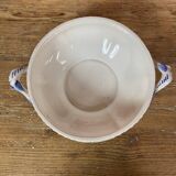 Soup tureen and its presentation dish with blue Moustiers decor