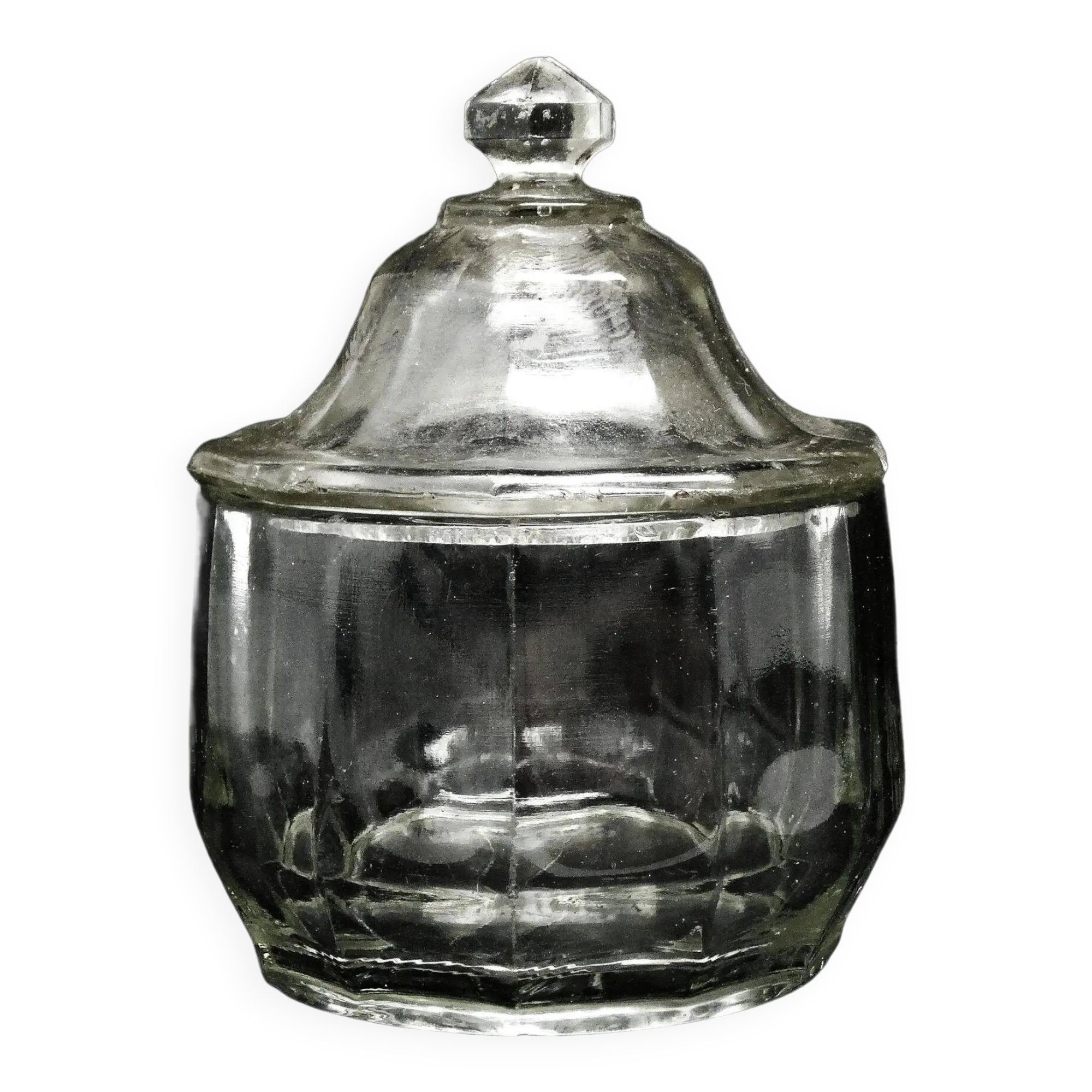 Sugar bowl, Art Deco, pressed glass, Germany, 1950s