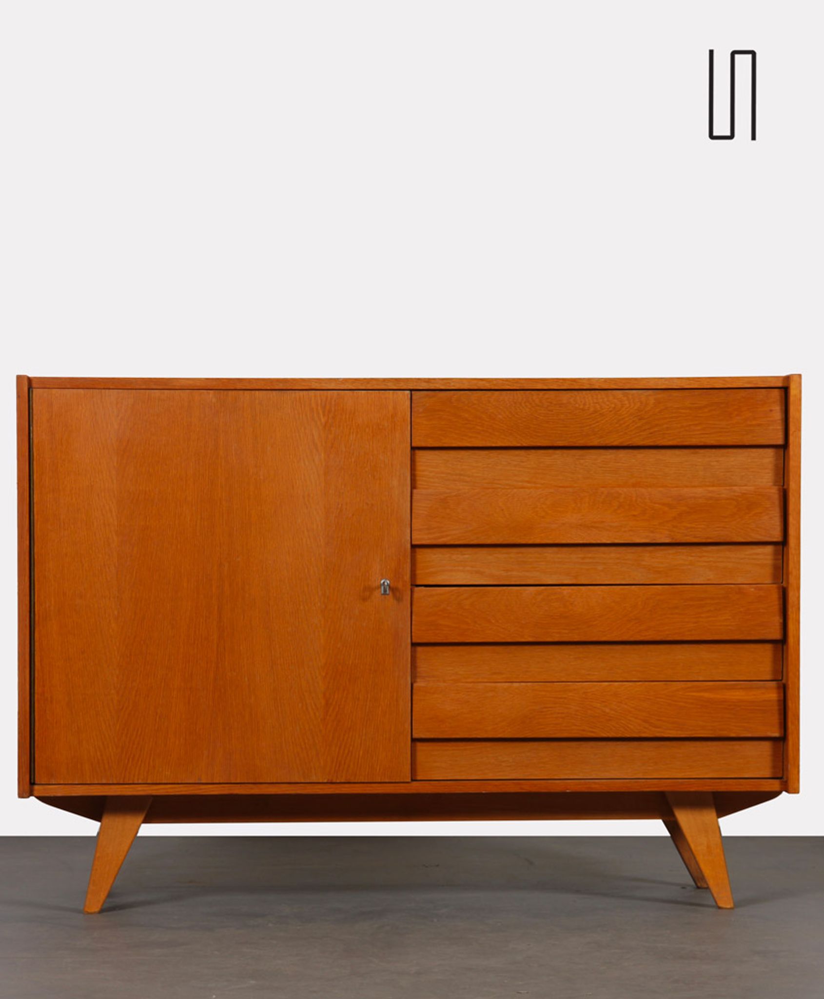 Vintage oak storage by Jiri Jiroutek, model U-458, 1960