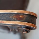 19th century beechwood, metal, and leather throne