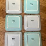 Turquoise and grey square dessert plates