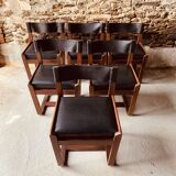 6 black chairs by Gunther Hoffstead for Uniflex - 1960's