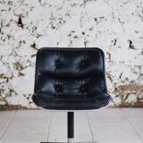 Black leather office chair by Charles Pollock for Knoll