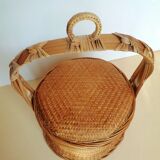 Basket with rattan and bamboo lid