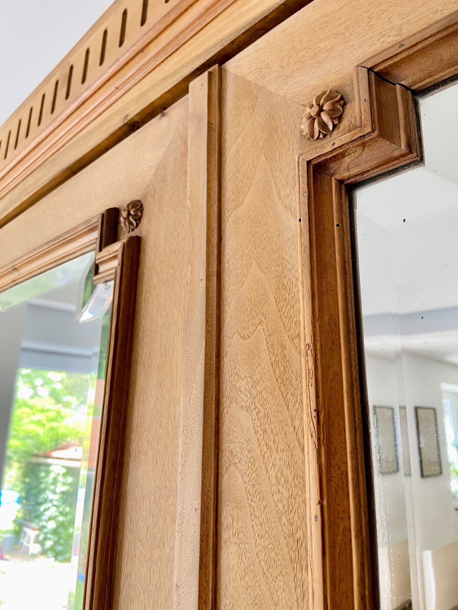 Louis XVI style cabinet in raw solid walnut