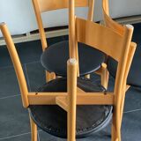 Set of 4 vintage pine dining chairs