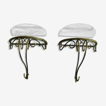 Pair of wrought iron consoles 1950