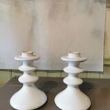 Pair of artisanal ceramic candlesticks Morocco