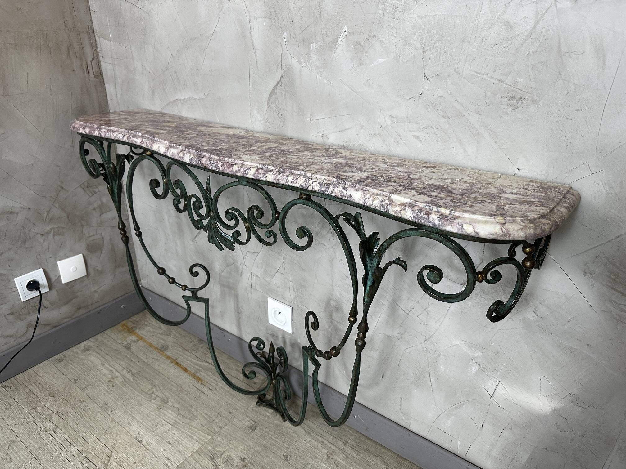 Console en fer forgé et marbre
