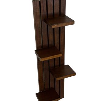 vintage wall shelf plant support, decoration oak wood