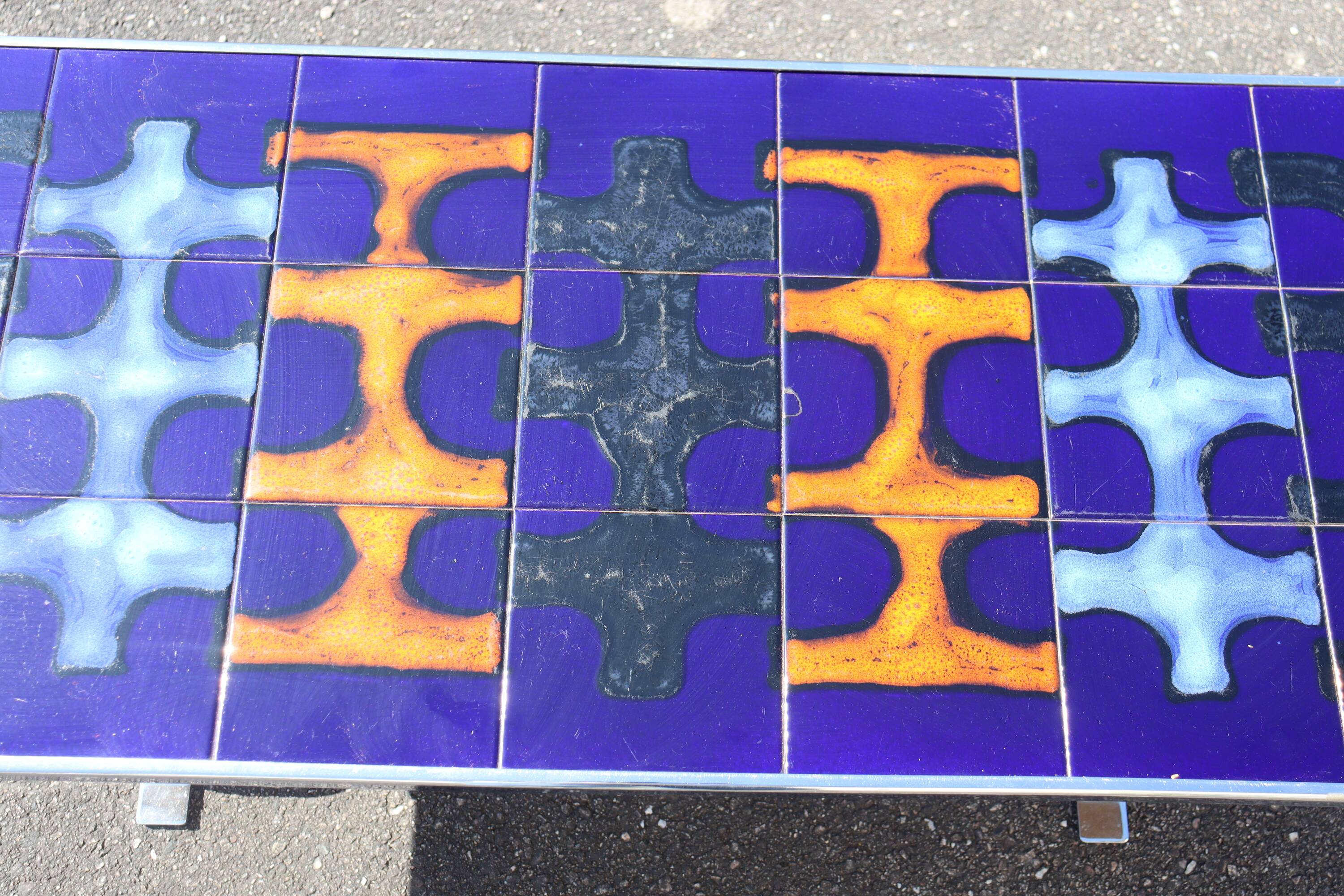 Table basse céramique et métal époque 60's