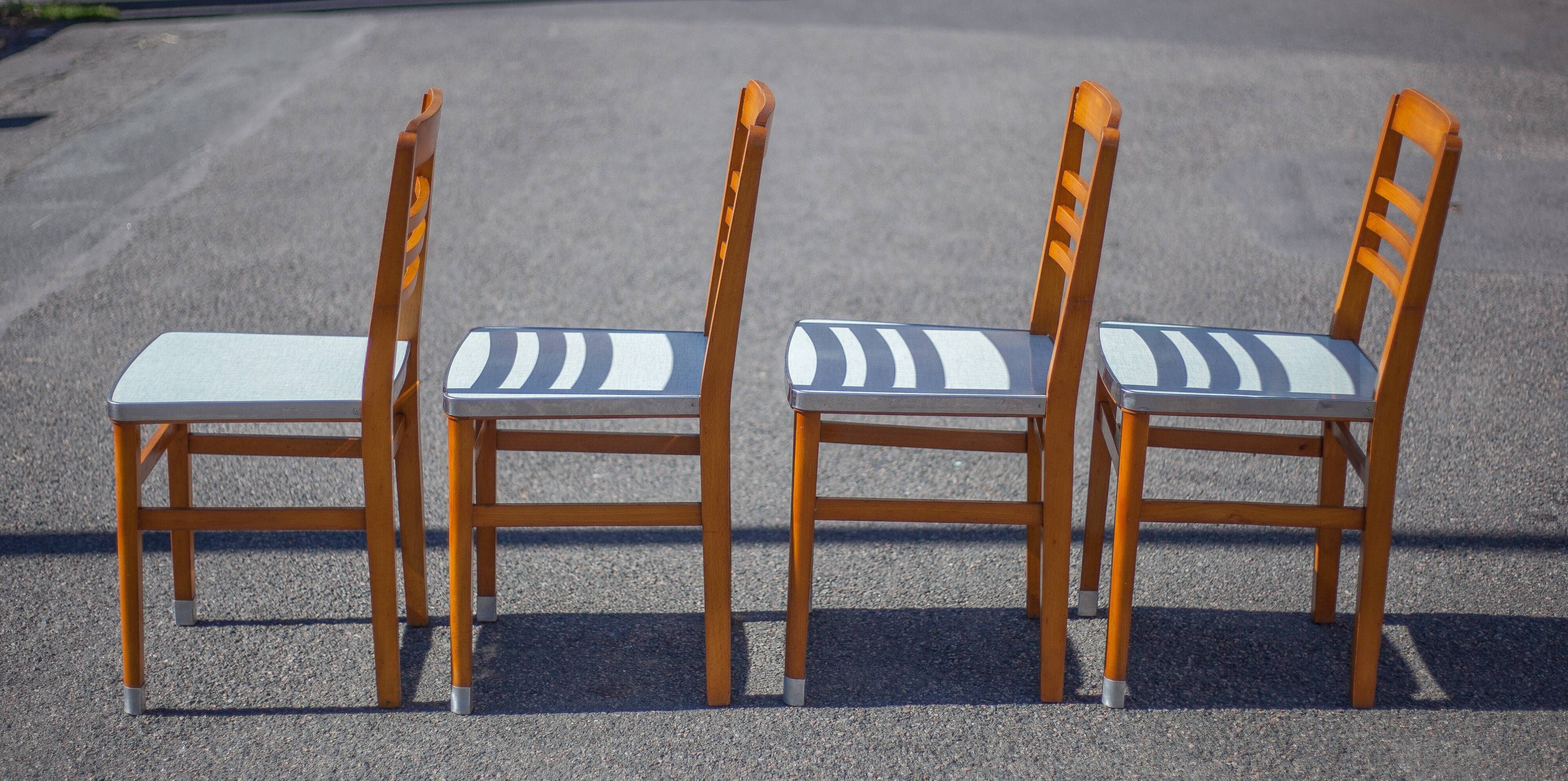 Antique wood table with 4 chairs, wooden table and formica, stepped foot table with extensions, 50's