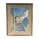 Oil on paper, glazed wood frame