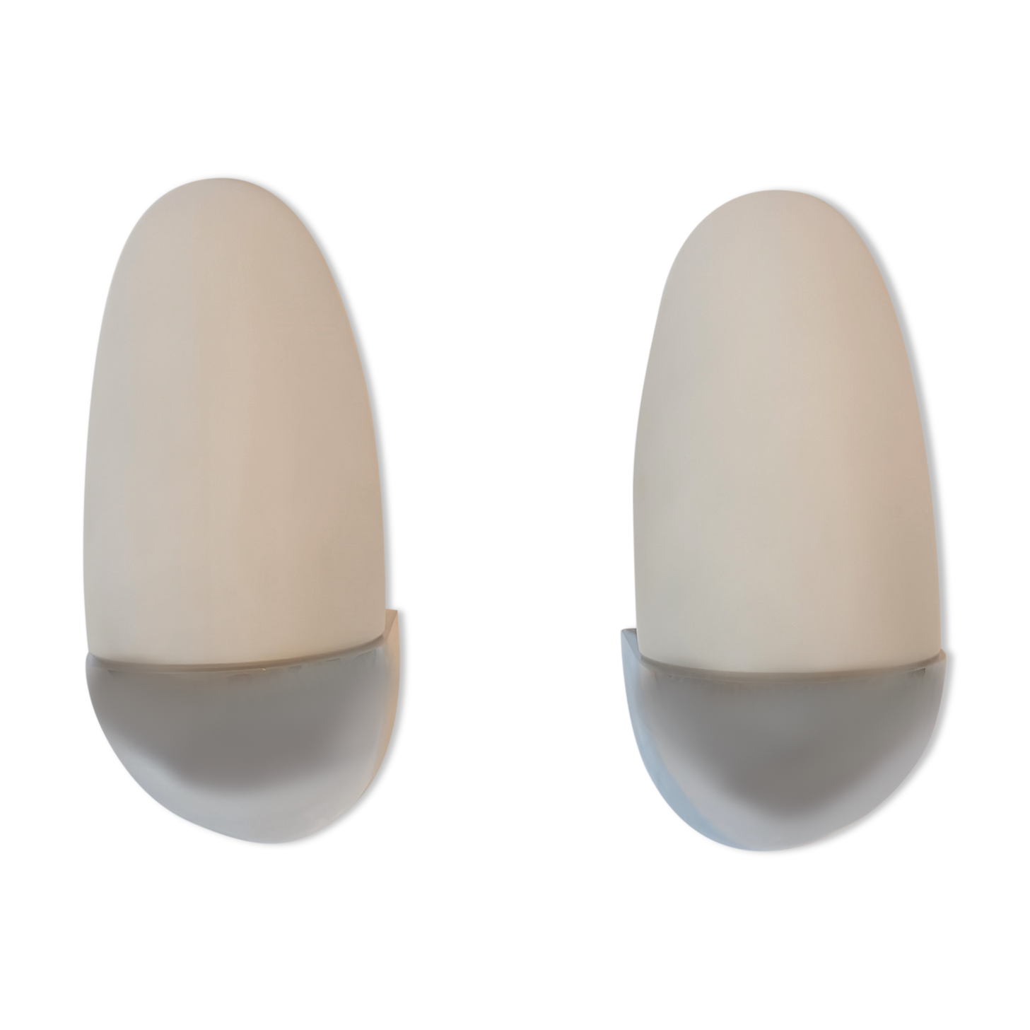 Pair of Milan Illuminacion wall lamps chrome and opaline 1970