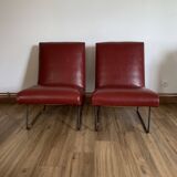 Pair of vintage burgundy red armchairs
